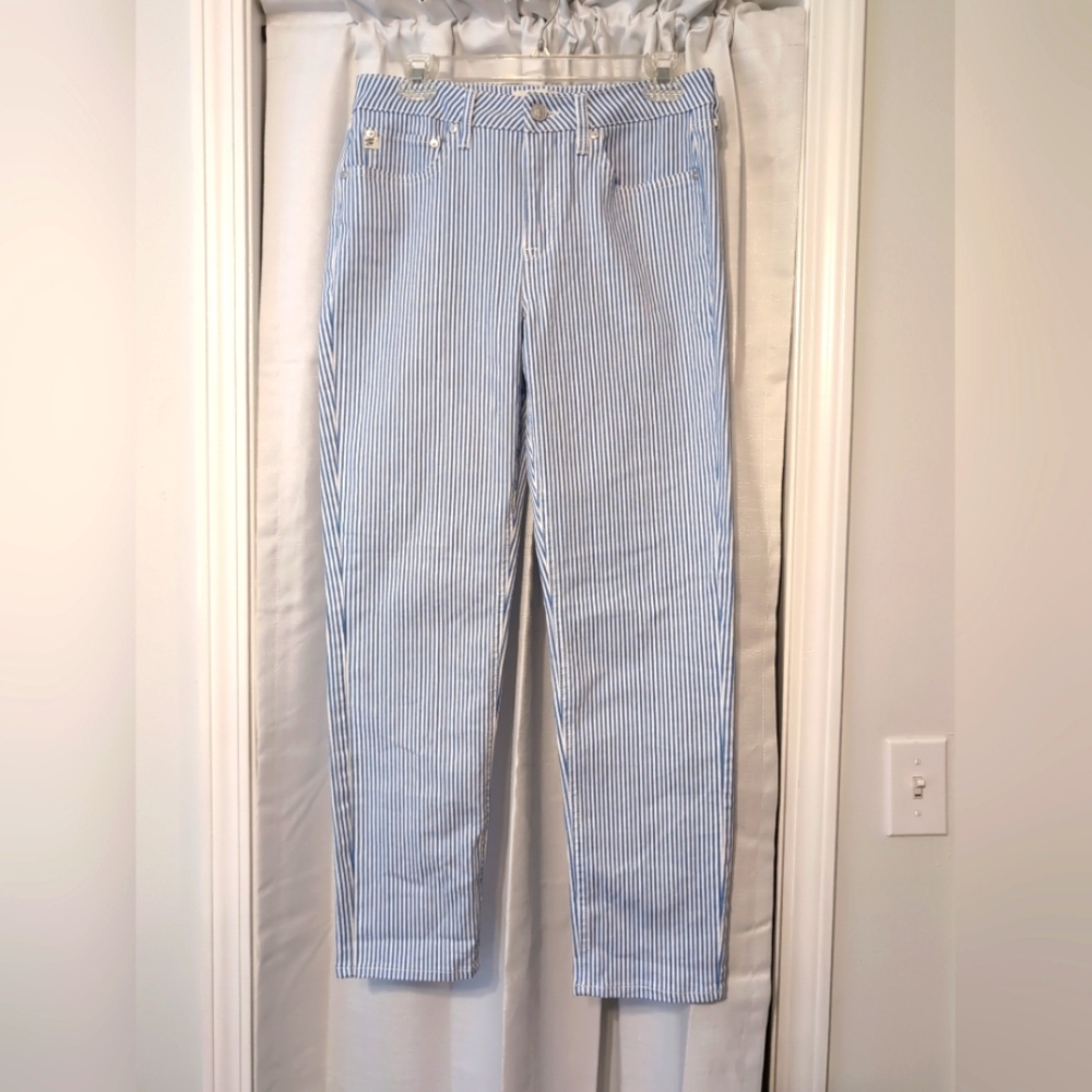 Seven7‎ Straight Denim Blue & White Striped Jeans Women's Size 4